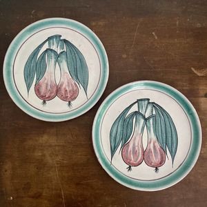 Pair Of Handpainted Italian Plates RED ONION DESIGN 8"